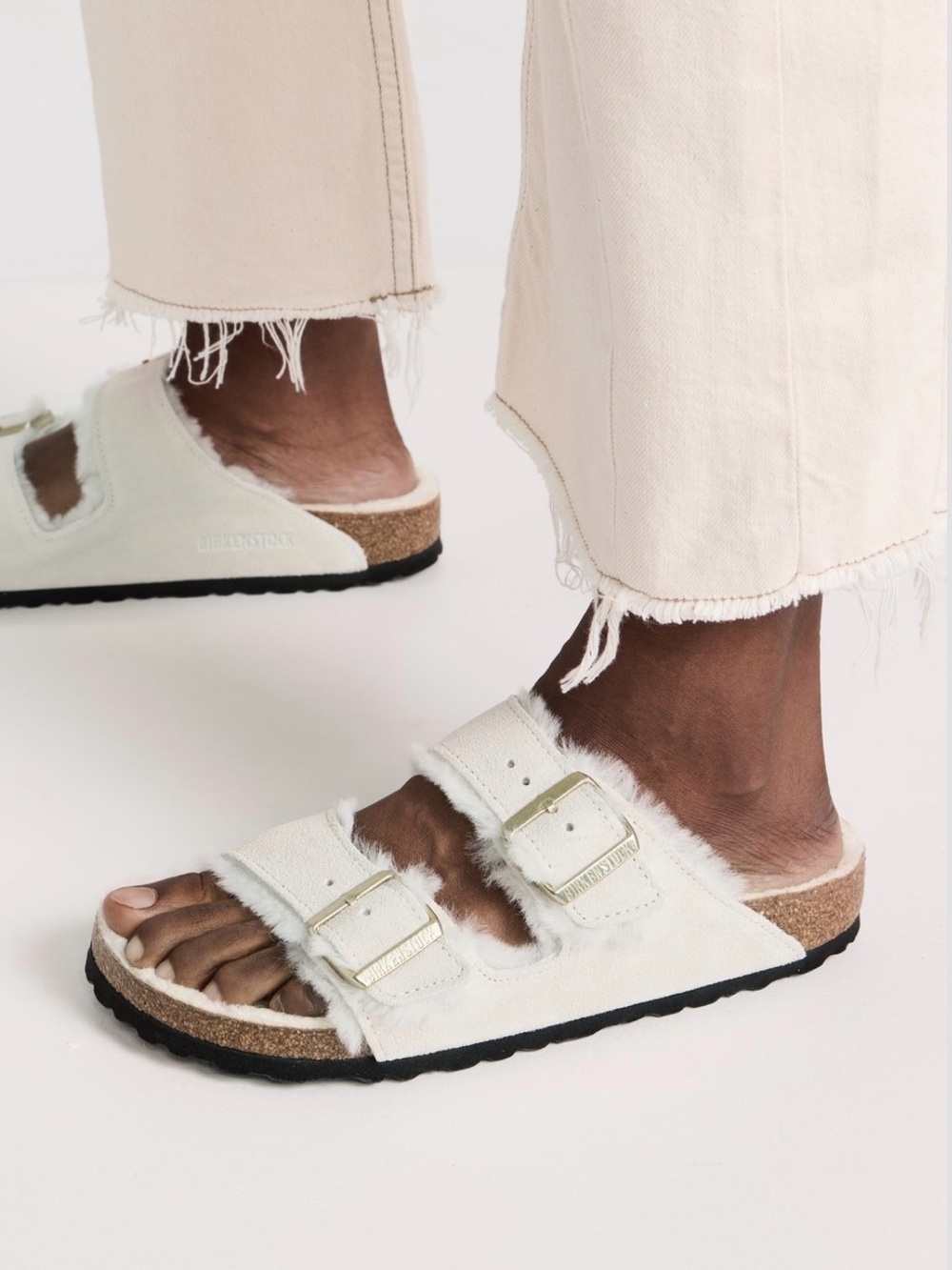 Birkenstock Arizona Shearling Sandals antique white